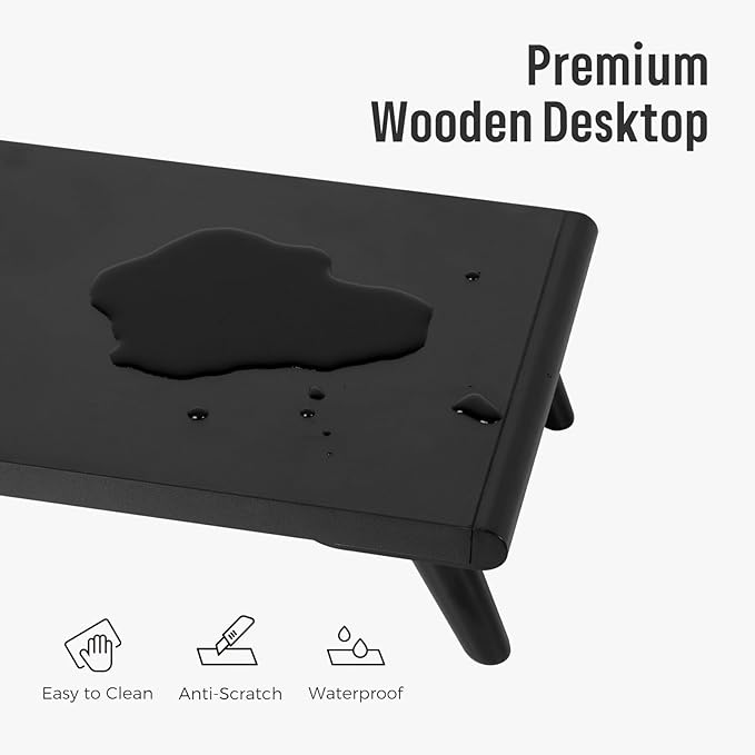 loukin Monitor Stand Riser for Desk, 22.4" x 8.3" Larger Computer Stand for Laptop, PC, Printer, Sturdy Desktop Computer Shelf with Non-Skid Rubber, Home Office (Black)