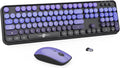Wireless Keyboard and Mouse Combo | Cute Colorful Keyboard and Mouse with 2.4GHz Cordless Retro Typewriter Keyboard | Auto-Sleep | USB Receiver for Windows PC/Laptop - Black Purple Gradient