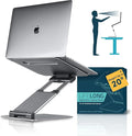 Lifelong Ergonomic Adjustable Laptop Stand for Desk, Extra Tall 20” Height Aluminum Laptop Riser, Portable Foldable Computer Stand, Fits 10-17” Laptops for Office Meetings, Teamwork & Desk Setup
