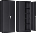 INTERGREAT Metal Storage Cabinet, 72” H Storage Cabinet with 2 Doors and 4 Adjustable Shelves for Office, Home, Garage (Assembly Required, Black)