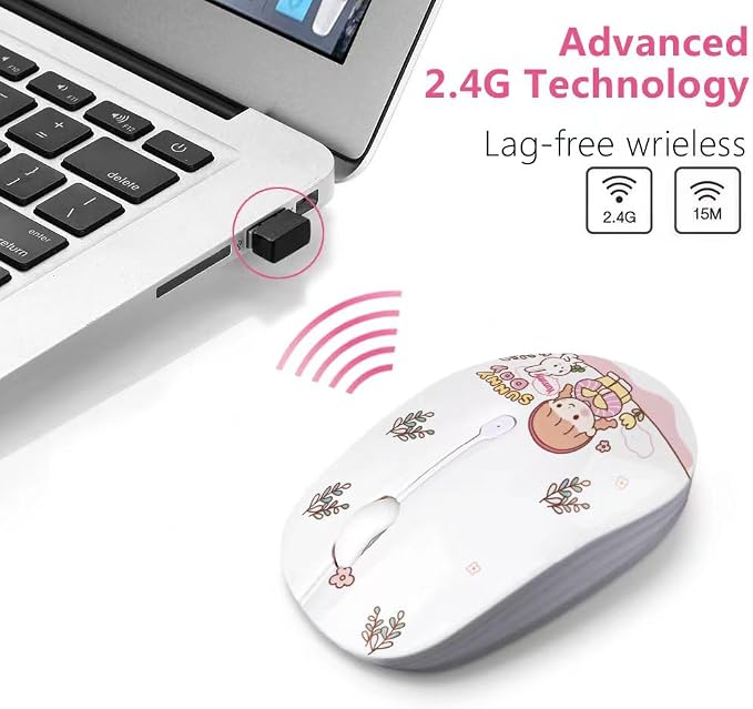 JUHOO Wireless Mouse with Nano Receiver for PC, Laptop, Notebook, Computer, MacBook, Less Noise, Portable Mobile Optical Mice