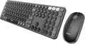 seenda Wireless Bluetooth Keyboard Mouse Combo, COE202 Retro Cute Round Keyboard, Silent Mouse, 3 Multi-Device Connection, Full Size Compatible for PC/Laptop/Mac/MacBook/iPad/Tablet, Black