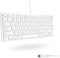 Macally USB Wired Keyboard for Mac and Windows PC - Plug and Play Apple Keyboard with 78 Scissor Switch Keys and 13 Shortcut Keys - Compact & Small that Saves Spaces and Looks Great - White