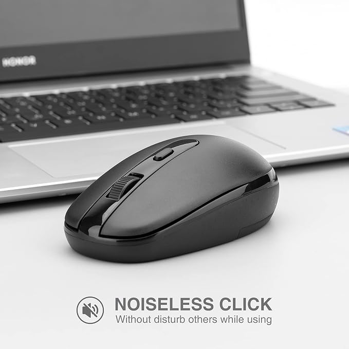 Rii Wireless Mouse RM700 2.4G Silent Mouse with USB Receiver for Laptop,PC,Mac,Chromebook,Windows (Black)