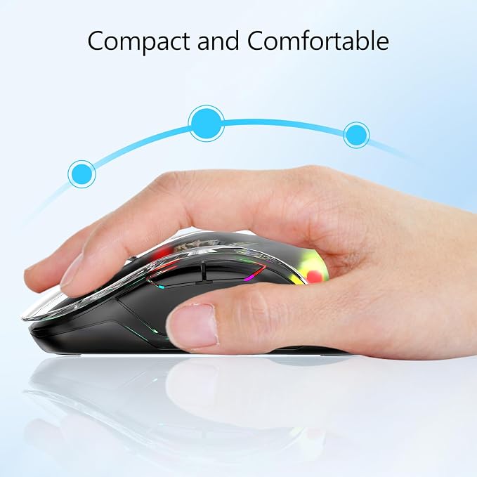 memzuoix 2.4G LED Wireless Mouse, Rechargeable Ergonomic Mouse with Detachable Cover, 1200 DPI Portable Optical Computer Mouse with USB Receiver for Laptop, PC, Desktop and MacBook, 5 Buttons-Black
