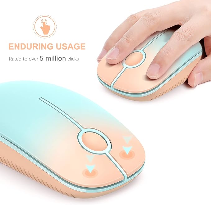 VssoPlor Wireless Mouse, 2.4G Slim Portable Computer Mice with Nano Receiver for Notebook, PC, Laptop, Computer (Orange to Green)