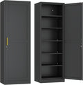 Ckzbx Metal Locker Tall Narrow Storage Cabinet, 67" H Locking Tool File Cabinets Snack Locker Organizer for School Classroom,Bedroom,Gym Home Office,Entryway and Hallway (20" W 1Door Black)