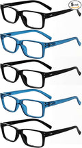 Eyekepper Vintage Reading Glasses for Men - 3 Pairs Black and 2 Pairs Blue - Spring Hinges Classic Readers +3.25