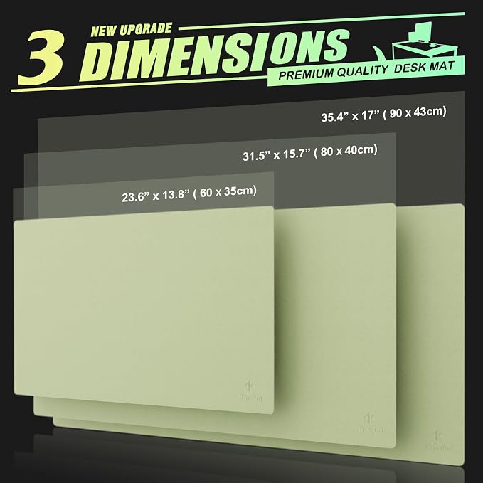 K KNODEL Large Office Leather Desk Mat, Mouse and Keyboard Pad, Computer and Laptop Mat, Desktop Protector and Cover, Writing Pad and Blotter (31.5"x15.7", Light Green)