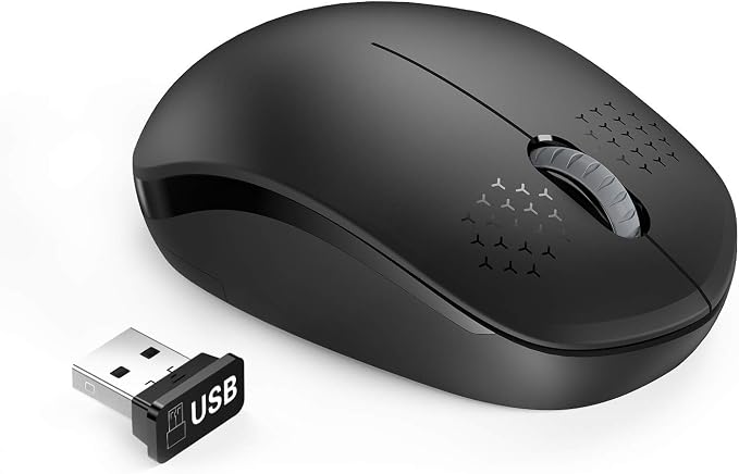 seenda Wireless Mouse for Laptop, 2.4G Noiseless Mouse with USB Receiver - Optical Tracking Portable Computer Mice for Chromebook, PC, Tablet, Windows System, 24 Months Battery Life - Black