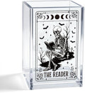 The Reader Acrylic Cosmetic Pencil Pen Holder Cup, Funny Bookworm Skeleton Theme Gifts for Bookworm Book Lover Reader Book Club Member College Student, Thank You Gifts for Librarian Teacher
