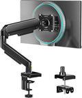 Single Monitor Arm, Monitor Mount for 17-32 inch Screens Gas Spring Adjustable Monitor Stand, Vesa Mount with Clamp and Grommet Aluminum Base - Fits 4.4 to 22lbs LCD Computer Monitors AX09DB01-1