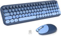 Wireless Keyboard and Mouse Combo, Typewriter Keyboard with Compact Size, Cute Cat Shaped Mouse, USB Plug and Play for Windows, Computer, PC, Laptop, Desktop (Blue Gradient)