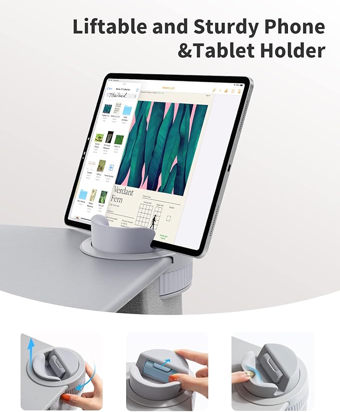 SAIJI Laptop Lap Desk for Bed—Fits Up to 17" Laptops & MacBook,Lightweight Tray Table with Soft Leather Wrist Pad,Sturdy Phone/Tablet Holder, Laptop Stand with Cushion for Home Office/Gaming On Couch