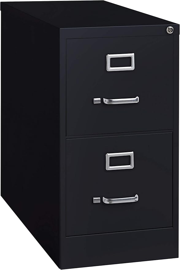 26.5 Inch Deep 2 Drawer, Letter Width, Metal Vertical File Cabinet for Home and Office, Black