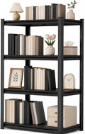 4 Tier Metal Bookshelf, Adjustable Tall Bookcase, Heavy Duty 2400 LBS Modern Deep Book Shelf, Bolt-Free Storage Shelves for Living Room, Home Office, Garage, 23.6" Wx 11.8" Dx 44.1" H