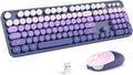 KNOWSQT Wireless Keyboard and Mouse Combo - Purple-Gradient Colorful 2.4G Typewriter Full-Size Cute Keyboards - USB Receiver Plug and Play, for Computer, PC, Laptop, Desktop, Windows