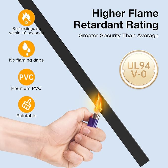 Delamu 157in Cord Covers for Wires on Wall, Cord Hider for 1 Cord, Paintable Cable Hider, Cable Management Wire Covers for Cords,W0.55 H0.4in, Black