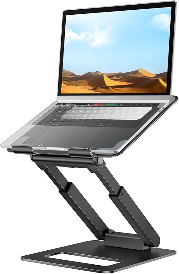 tounee Laptop Stand for Desk Adjustable Height, Telescopic Computer Stand with Pull Out Design Ergonomic Laptop Riser Fits All Laptops 10-17"-Black