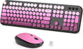 Dilter Wireless Keyboard and Mouse Combo, 104 Keys Full Size Typewriter Keyboards, 2.4G USB Plug and Play for Windows 7 8 10 11, PC, Laptop, Desktop, Black & Pink