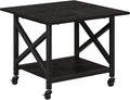 VENNQD 2 Tier Printer Stand, 23.6'' x 23.6'' Large Table with Storage Shelf, Rolling Printer Cart with Wheels, Laser Printer Table for Home Office Scanner Fax Machine, Black