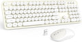 MOFII Wireless Keyboard and Mouse Combo, Milk White 2.4G Full Size Keyboard, Round Key Typewriter Keyboards and Cute Mice with 2-in-1 USB Dongle, for PC Laptop Chromebook Smart TV