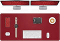 AFIING Large Desk Mat 55" x 24" - PU Leather Desk Pad Protector, Waterproof Non-Slip Extended Mouse Pad for Office Desk, Keyboard, Laptop and Home Workspace Red