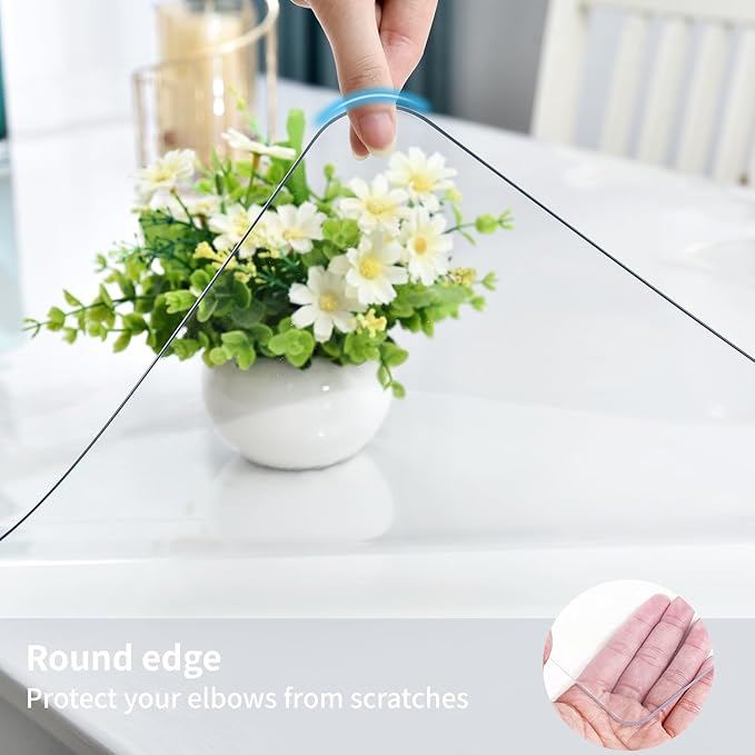 Clear Desk Mat, Non-Slip PVC Desk Protector Mat with Round Edge, Heat Resistant & Waterproof Clear Desk Writing Mat for Home and Office (23.6"*13.8")