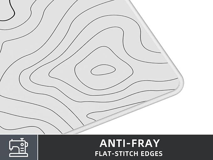 Rinaze Extra Large Gaming Mouse Pad with White Topographic, XXL Mousepad, Big Mouse Mat Desk Pad, Non Slip Keyboard Pad for Gaming Computer Laptop PC Office Desk Accessories