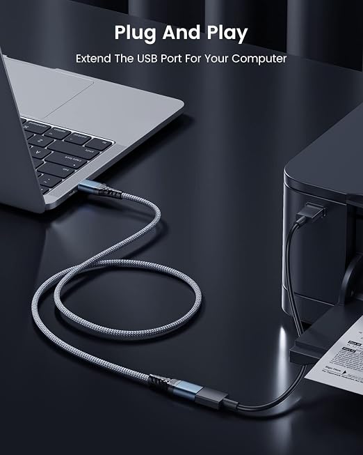 ANDTOBO USB Extension Cable 16ft, USB 3.0 Type A Male to Female Extender Cables High-Speed Data Transfer 5Gbps Compatible with Gamepad, Printer, Webcam, USB Keyboard, Flash Drive, Hard Drive