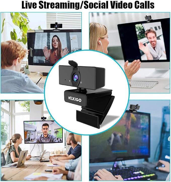 NexiGo N660 1080P Business Webcam, Dual Microphone & Privacy Cover, USB FHD Web Computer Camera, Plug and Play, for Zoom/Skype/Teams/Webex, Laptop MAC PC Desktop