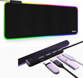 RGB Large Gaming Mouse Pad with 4Port USB Hub and 13Lighting Modes, Computer Keyboard Mouse Pad, Oversize Anti-Slip Rubber Base Mouse Mat for Computer PC Games (31.5 x 11.81 in Black,0.15in Thick)