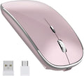 Halpilt Wireless Mouse Chargeable Portable Silent USB and Type-C Dual Mode Wireless Mouse 3 Adjustable DPI for Laptop, Mac, Android, PC (Q23S Rose Gold)