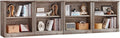 RWYHG 30" Grey Bookshelf Set of 4,2-Tier Thick Wood Book Shelf with Adjustable Shelve,Free Standing Farmhouse Bookcase with Open Display Storage,Floor Vintage Bookshelves for Living Room,Office