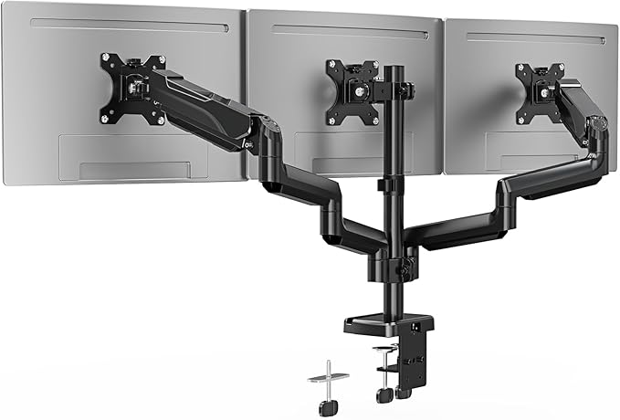 Triple Monitor Desk Mount for Computer Screens up to 32", Holds up to 19.8 lbs Each, 3 Monitor Arm, Heavy Duty Stand Vesa Mount 75x75, 100x100