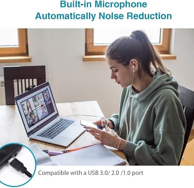 4K Webcam, HD Webcam 8MP- Laptop PC Desktop Computer Web Camera with Microphone, USB Webcams for Video Calling Recording Streaming Video Conference, Webcam with Mini Tripod,Privacy Shutter.