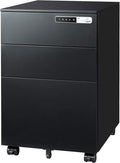 DEVAISE 3 Drawer File Cabinet with Combination Lock, Fully Assembled Metal Filling Cabinet Except Wheels, Mobile Under Desk File Cabinets for Home Office, Black