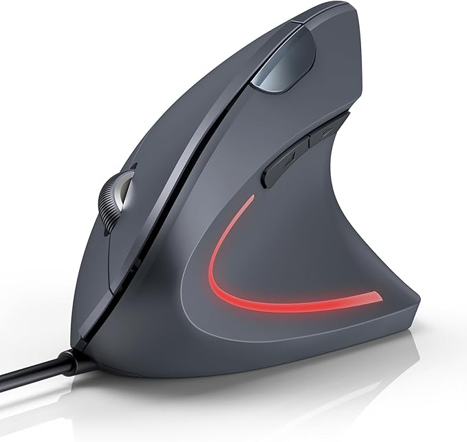 TECKNET Wired Mouse, 6400 DPI Ergonomic Mouse 6 Buttons Silent Mice 4 Adjustable DPI Vertical Mouse Compatible with Windows/Chrome/Laptop/Computer