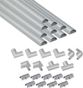 D-Line 157in Cord Cover Kit, Self-Adhesive Wire Hiders, Cable Raceway to Hide Wires on Wall, Electrical Cable Management - 10x 15.7 Lengths & 19 Accessories - 1.18" (W) x 0.59" (H) - Gray