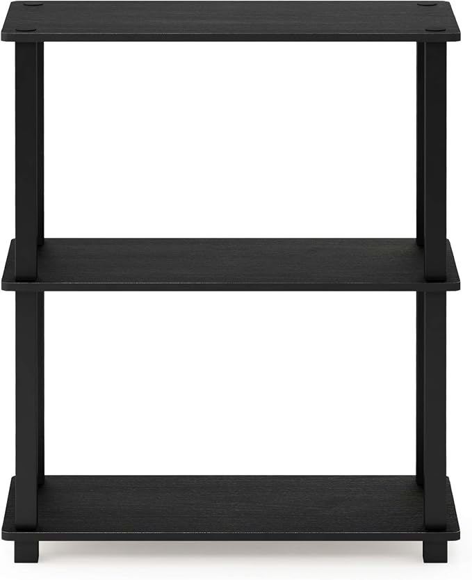 Furinno TURN-S-TUBE Storage Shelves, 3-Tier Book Shelf, Corner Shelf, Toolless Open Shelves, for Organization and Storage, Living Room, Garage, Home Office, Americano