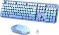 Dilter Wireless Keyboard Mouse Combo, Typewriter Full Size Keyboard with Number Pad and 2 in 1 USB Connected Mouse for Windows 7/8/10, Laptop, Desktop, PC, Computer (Blue)