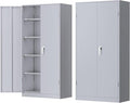 INTERGREAT Metal Lockable Storage Cabinet, 72” H Storage Cabinet with 2 Doors and 4 Adjustable Shelves for Office, Home, Garage, Pantry (Assembly Required, 18”D, Cement Gray)