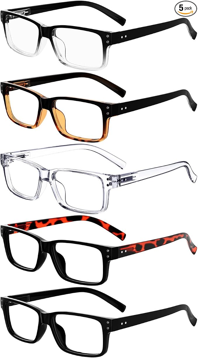 Eyekepper Vintage Reading Glasses for Men - 5 Pack Classic Readers with Spring Hinges +0.50