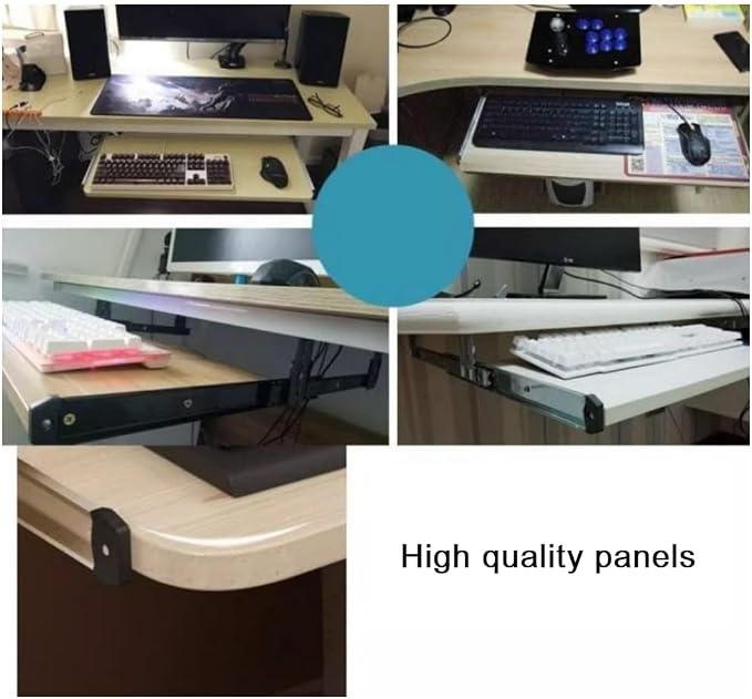 Keyboard Tray Under Desk Slide 24" 28", Pull Out Keyboard Drawer Ergonomic Keyboard Shelf, Hidden Computer Drawer Underdesk(White,70 * 24cm)