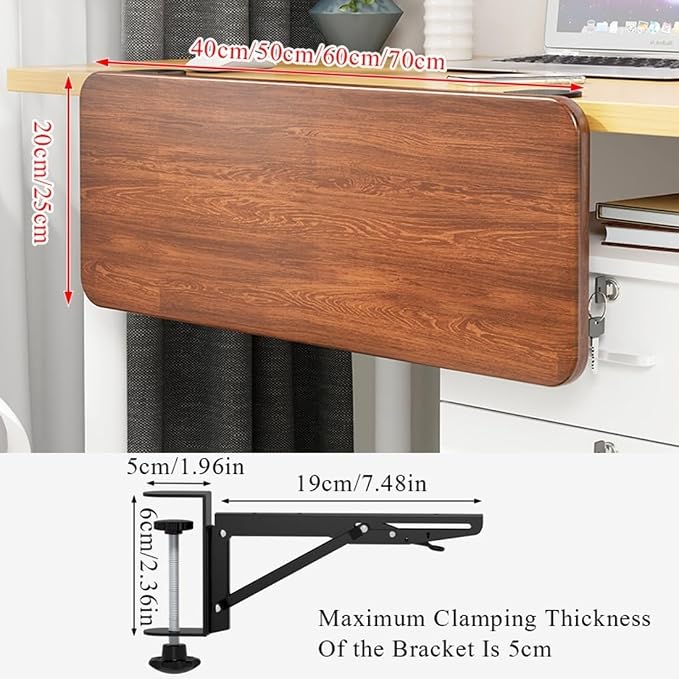 Ergonomics Desk Extender Tray Wooden Desk Extender, Large Size Foldable Keyboard Drawer Tray Can Be Used As Armrests Shelves Desktop Extensions for Home and Office(40 * 20cm)