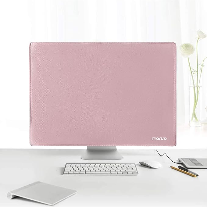 MOSISO Monitor Dust Cover 26, 27, 28, 29 inch Anti-Static Dustproof LCD/LED/HD Panel Case Computer Screen Protective Sleeve Compatible with iMac 27 inch, 26-29 inch PC, Desktop and TV, Pink