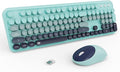 Wireless Keyboards Mouse Combos, Colorful Cute Typewriter Full-Size Retro Round Keycaps, 2.4GHz Cordless Connection Sleep Mode Office Wireless Keyboard and Mouse Set for Desktop Laptop PC Computer