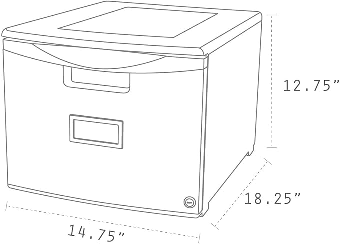 Storex Plastic One-Drawer File Cabinet – Locking Document Organizer with Casters for Home and Office, Gray, 1-Pack (61263A01C)