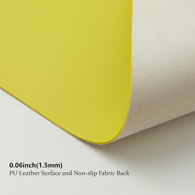 Leather Desk Mat - Non-Slip PU Desk Pad for Office and Home - Desk Organization and Accessories - Ideal for Large Mouse Pad and Desk Mats on Top of Desks (Lemon Yellow,27.6"x 13.8")