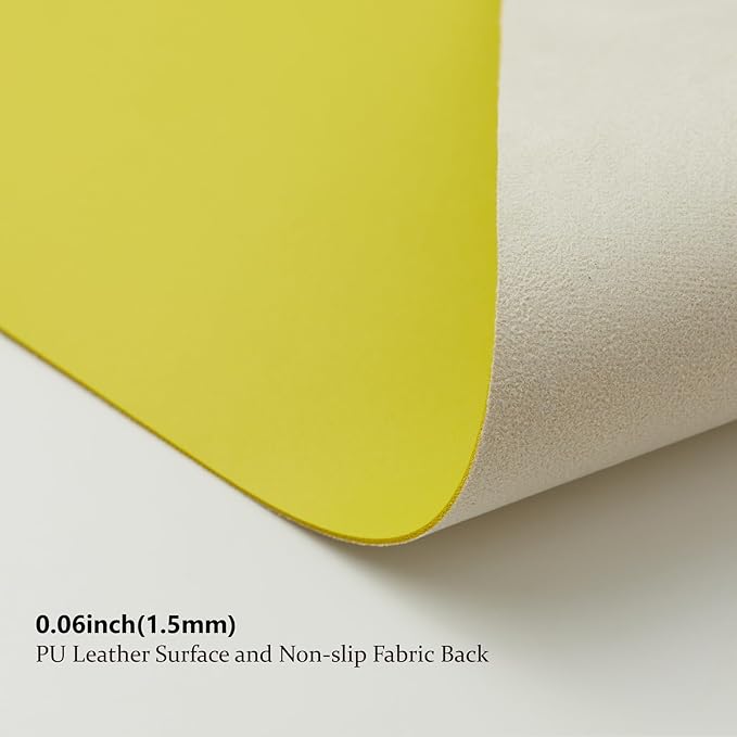 Large Desk Mat - 47.2"x 17" Non-Slip PU Desk Pad for Office and Home - Ideal for Large Mouse Pad and Desk Mats on Top of Desks(Lemon Yellow)